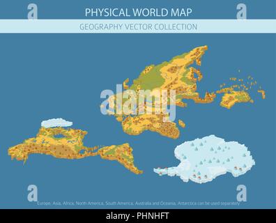 Isometrische 3D-Weltkarte Elemente. Ihre eigene Geographie info Graphische Sammlung aufzubauen. Vector Illustration Stock Vektor