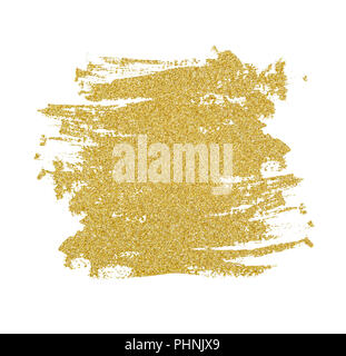Golden glitter Pinselstrichen auf weißem Hintergrund Stockfoto