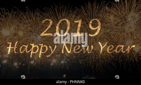 Neues Jahr 2019 Feier bunten Feuerwerk. Neues Jahr und Urlaub Konzept. Stockfoto