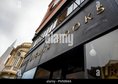 Die Lichter der Stadt Bücher ist eine unabhängige Buchhandlung - Verlag Kombination in San Francisco, Kalifornien. Stockfoto