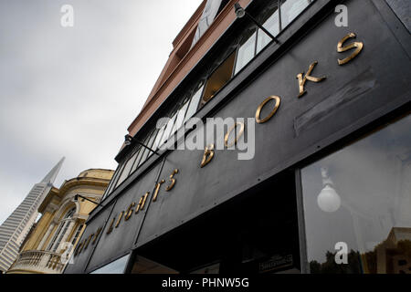 Die Lichter der Stadt Bücher ist eine unabhängige Buchhandlung - Verlag Kombination in San Francisco, Kalifornien. Stockfoto