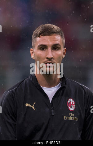 Mailand, Italien. 31 Aug, 2018. Stefan Simic (Mailand) während Erie der Italienischen eine "Übereinstimmung zwischen Mailand 2-1 Roma auf Giuseppe Meazza Stadion am 31. August 2018 in Mailand, Italien. (Foto von Maurizio Borsari/LBA) Quelle: Lba Co.Ltd./Alamy leben Nachrichten Stockfoto