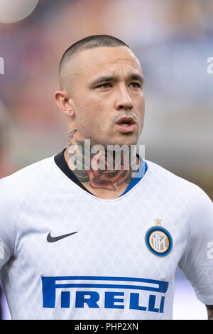 Bologna, Italien. 01 Sep, 2018. Radja Nainggolan (Inter) während Erie der Italienischen eine "Übereinstimmung zwischen Bologna 0-3 Inter zu Renato Alle Ara Stadion am 01 September, 2018 in Bologna, Italien. (Foto von Maurizio Borsari/LBA) Quelle: Lba Co.Ltd./Alamy leben Nachrichten Stockfoto