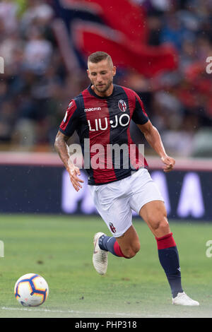 Bologna, Italien. 01 Sep, 2018. Mitchell Dijks (Bologna) während Erie der Italienischen eine "Übereinstimmung zwischen Bologna 0-3 Inter zu Renato Alle Ara Stadion am 01 September, 2018 in Bologna, Italien. (Foto von Maurizio Borsari/LBA) Quelle: Lba Co.Ltd./Alamy leben Nachrichten Stockfoto