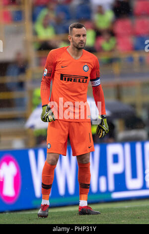 Bologna, Italien. 01 Sep, 2018. Samir Handanovic (Inter) während Erie der Italienischen eine "Übereinstimmung zwischen Bologna 0-3 Inter zu Renato Alle Ara Stadion am 01 September, 2018 in Bologna, Italien. (Foto von Maurizio Borsari/LBA) Quelle: Lba Co.Ltd./Alamy leben Nachrichten Stockfoto