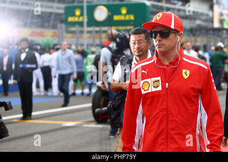 Monza, Italien. 2. September 2018. Kimi Räikkönen aus Finnland und die Scuderia Ferrari während Treiber Parade während der Formel Eins Grand Prix von Italien: Marco Canoniero/Alamy leben Nachrichten Stockfoto