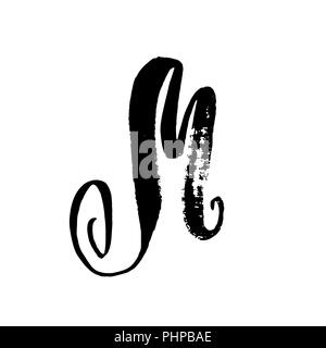 Von Hand bemalt Schreiben M. trockenen Pinsel modernen Schriftzug. Vector Illustration. Stock Vektor