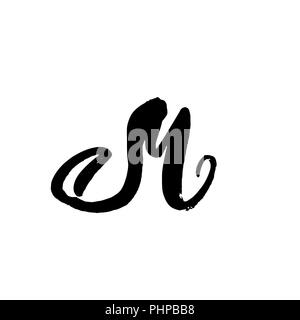 Von Hand bemalt Schreiben M. trockenen Pinsel modernen Schriftzug. Vector Illustration. Stock Vektor