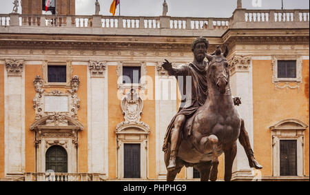 Equestrian Statue des Marcus Aurelius in Rom Stockfoto