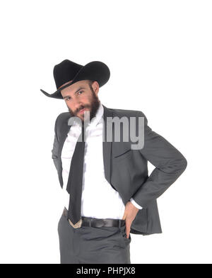 Porträt der Mann im Anzug und Cowboyhut Stockfoto