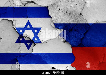 Fahnen von Israel und Russland Stockfoto