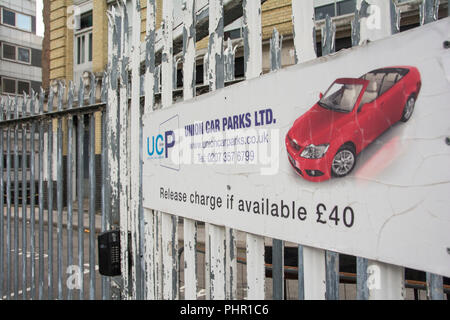 Stadterneuerung um clere Street car park, London, UK Stockfoto