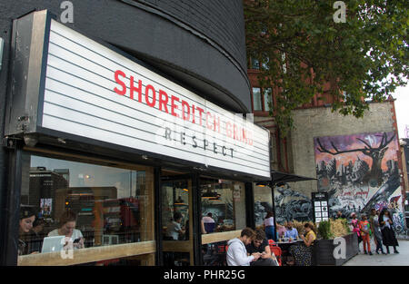 Shoreditch Schleifen respekt Cafe auf der alten Straße Kreisverkehr, London, EC2, UK Stockfoto