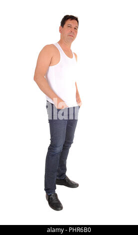 Entspannt Mann in Profil in Jeans Stockfoto