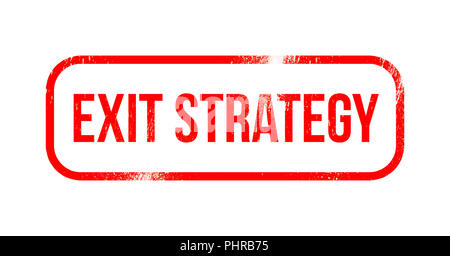 Exit- Strategie - Rot grunge Gummi, Stempel Stockfoto