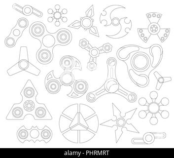 Hand Spinner. Fidget Spielzeug verstärkt in den Vordergrund, Stress Relief. Symbol auf weißem isoliert. Vector Illustration Stock Vektor