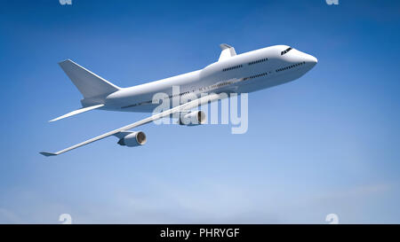 Flugzeug in den blauen Himmel Stockfoto