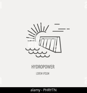 Industrielle factory logo Vorlage. Lineare Abzeichen Design. Vector Illustration Stock Vektor