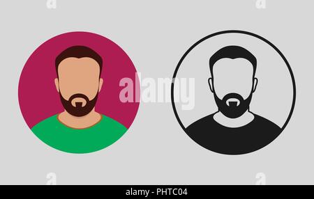 Männliche Avatar Symbol mit Bart auf seinen Mund. Stock Vektor