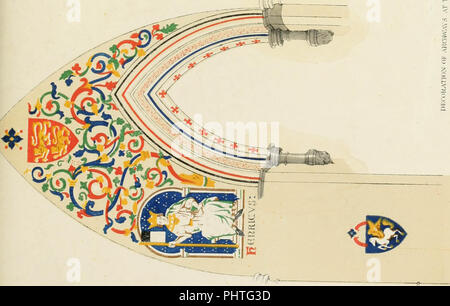 'Abbildungen der architektonische Ornamente und Verzierungen und lackiertes Glas der Temple Church, London' (1845) Stockfoto