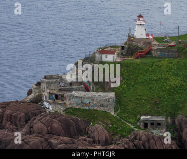 Fort Amherst und historischen Leuchtturm von Signal Hill in St. John's, Neufundland und Labrador Stockfoto