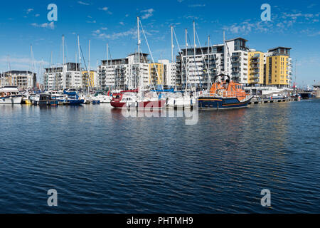 Sovereign Harbour, in Eastbourne, East Sussex an der Südküste von England in Großbritannien Stockfoto