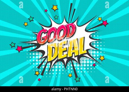 Guter Deal pop art Comic Text Sprechblase Stock Vektor