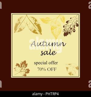Herbst Sale. Layout dekorieren mit Blättern. Für shopping Verkauf oder Promo Poster und frame Packungsbeilage oder Web Banner. Stock Vektor