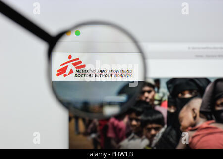 Mailand, Italien - 20 August 2018: Ärzte ohne Grenzen Homepage. Ärzte ohne Grenzen Logo sichtbar. Stockfoto