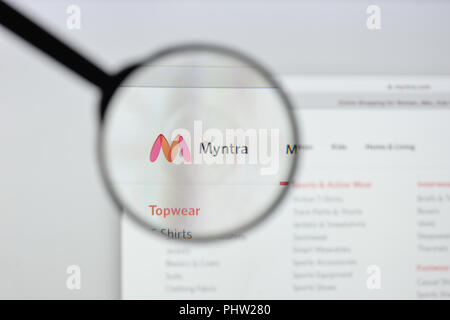 Mailand, Italien - 20 August 2018: Myntra Website Homepage. Myntra Logo sichtbar. Stockfoto