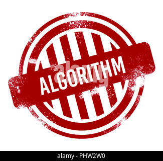 Algorithmus - Rot grunge-Taste, Stempel Stockfoto