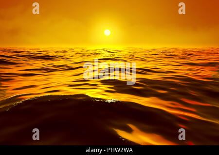 Einen goldenen Sonnenuntergang über dem Meer. Stockfoto
