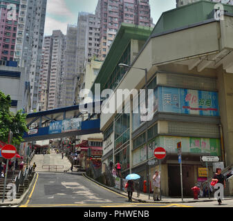 Wandern Brücke über Centre Street zwei Blocks zu verbinden, Sai Ying Pun, Western District, Hongkong Stockfoto