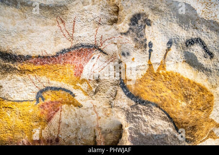 Das Umgedrehte Pferd (Le Cheval Renverse) eine Höhle Malerei im Internationalen Zentrum für Kunst und Höhle (IV), Montignac Lascaux, Dordogne, Frankreich Stockfoto