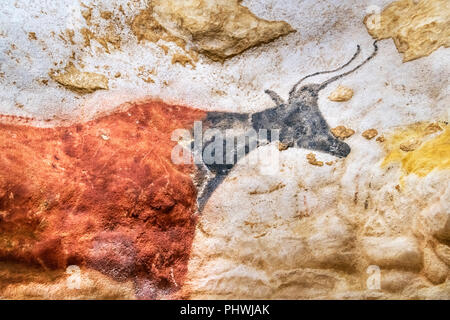 Höhlenmalerei aus der axialen Galerie (La Diverticule Axial), Internationales Zentrum für Kunst und Höhle (IV), Montignac Lascaux, Dordogne, Frankreich Stockfoto