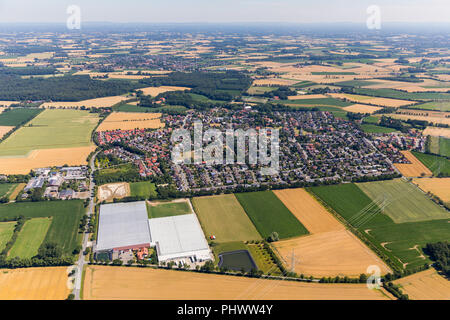 Fährenkemper Gartenbau, Gewächshäuser Strontianitstraße, Überblick über Vorhelm, Ahlen, Ruhrgebiet, Nordrhein-Westfalen, Deutschland, DEU, Europa, Antenne Stockfoto