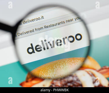 Mailand, Italien - 20 August 2018: Deliveroo Website Homepage. Deliveroo Logo sichtbar. Stockfoto