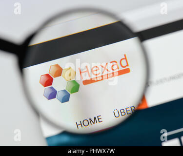Mailand, Italien - 20 August 2018: Hexad Website Homepage. Hexad Logo sichtbar. Stockfoto
