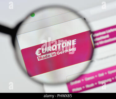 Mailand, Italien - 20 August 2018: eurotone Homepage. Eurotone Logo sichtbar. Stockfoto