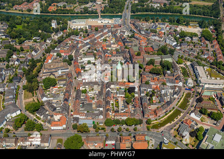 Überblick über die Dorsten Innenstadt mit Westwall, Southwall, Osstwall, Süden Graben, Ostgraben und Marktplatz, Ansicht von Süden, Dorsten, Ruhrgebiet Stockfoto