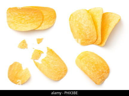 Kartoffelchips isoliert auf weißem Hintergrund Stockfoto