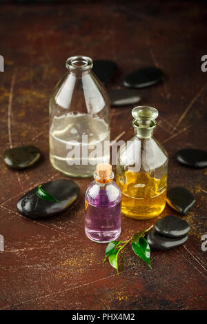 Spa Kit. Shampoo, Seife flüssig. Duschgel. Stockfoto