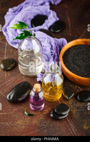 Spa Kit. Shampoo, Seife flüssig. Duschgel. Stockfoto