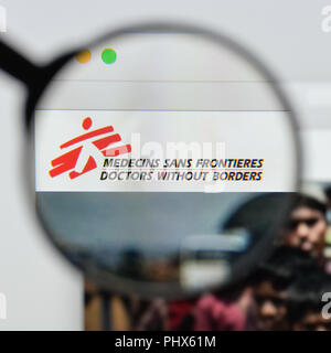 Mailand, Italien - 20 August 2018: Ärzte ohne Grenzen Homepage. Ärzte ohne Grenzen Logo sichtbar. Stockfoto