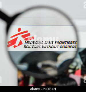 Mailand, Italien - 20 August 2018: Ärzte ohne Grenzen Homepage. Ärzte ohne Grenzen Logo sichtbar. Stockfoto