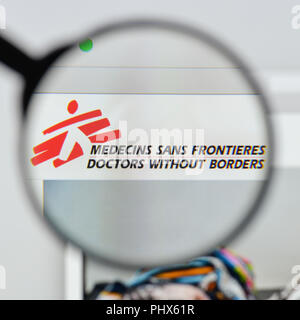 Mailand, Italien - 20 August 2018: Ärzte ohne Grenzen Homepage. Ärzte ohne Grenzen Logo sichtbar. Stockfoto