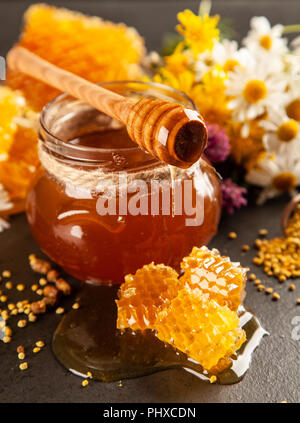 Honigtopf und Pendelarm Stockfoto