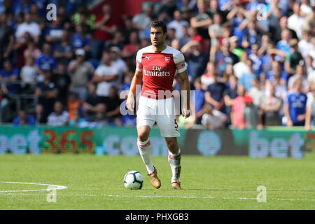 Cardiff, Großbritannien. 2. September 2018. Sokratis von Arsenal © in Aktion. Premier League match, Cardiff City v Arsenal an der Cardiff City Stadion am Sonntag, den 2. September 2018. Dieses Bild dürfen nur für redaktionelle Zwecke verwendet werden. Nur die redaktionelle Nutzung, eine Lizenz für die gewerbliche Nutzung erforderlich. Keine Verwendung in Wetten, Spiele oder einer einzelnen Verein/Liga/player Publikationen. pic von Andrew Obstgarten/Andrew Orchard sport Fotografie/Alamy leben Nachrichten Stockfoto