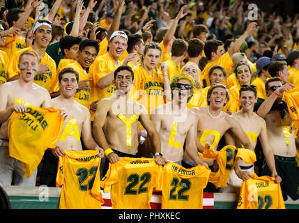 Waco, Texas, USA. 1. Sep 2018. Baylor Bears Studenten während der zweiten Hälfte der NCAA Football Spiel zwischen der Abilene Christian Wildkatzen und Baylor Bären an McLane Stadion in Waco, Texas. Matthew Lynch/CSM/Alamy leben Nachrichten Stockfoto