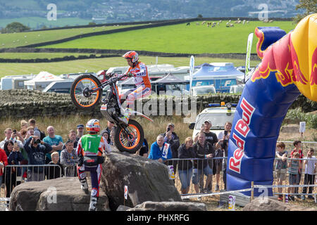 Silsden, Großbritannien. 2. September 2018. Die besten internationalen Reiter Wettbewerb die britische Runde der Welt Studien GP. Ergebnisse - Platz 1 - Toni Bou. Zweiter Adam Raga. Dritte - Miquel Gelabert. Vierte - takahisa Fujinami. Credit: RHB/Alamy leben Nachrichten Stockfoto